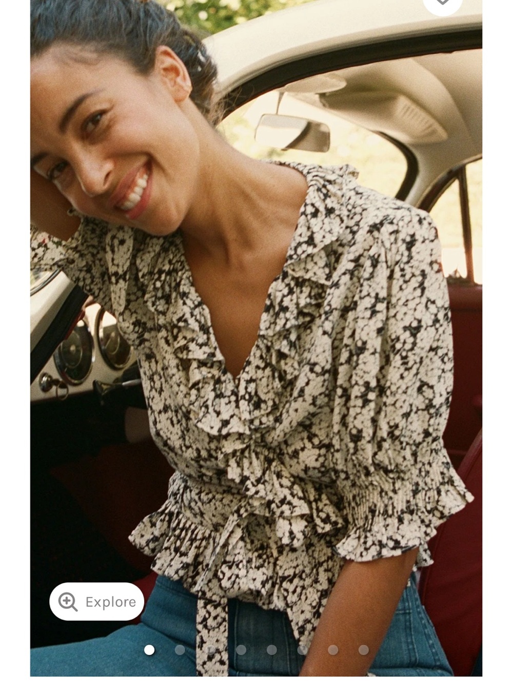 Doen Black and White Viola Wrap Blouse in Excellent Condition